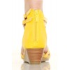 Sandały Żółte Kobiece Różyczki Na Koturnie
