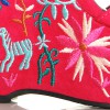 Sandały Różowe Zamszowe Na Kolorowej Koturnie