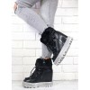 Sneakersy Czarne Śniegowce Na Koturnie 7036