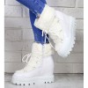 Sneakersy Białe Śniegowce Na Koturnie 7169