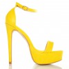 Sandały Zółte Śliczne Kwadratowy Nosek 7425