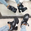 Sneakersy Czarne w Kratę Na Ukrytej Koturnie 8504