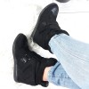 Sneakersy Czarne Na Trzy Rzepy 8728