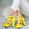 Sandały Zamszowe Neonowe Żółte - 3 Klamerki 10060