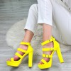 Sandały Zamszowe Neonowe Żółte - 3 Klamerki 10060