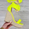 Sandały Neonowe Żółte Na Koturnie 10045
