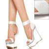 Przezroczyste Koturny - Białe Sexy Sandały
