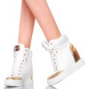 Sneakersy - Białe Lakierowane Złote Wstawki