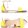 Sandały - Neonowe Żółte Złoty Pasek Na Kostce