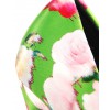 Czółenka - Zielone Satynowe Malowane Kwiaty