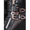 Sneakersy - Czarne Ażurowe ze Srebrnymi Klamrami
