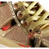 Sneakersy - Złote Brokatowe Trampki Na Koturnie